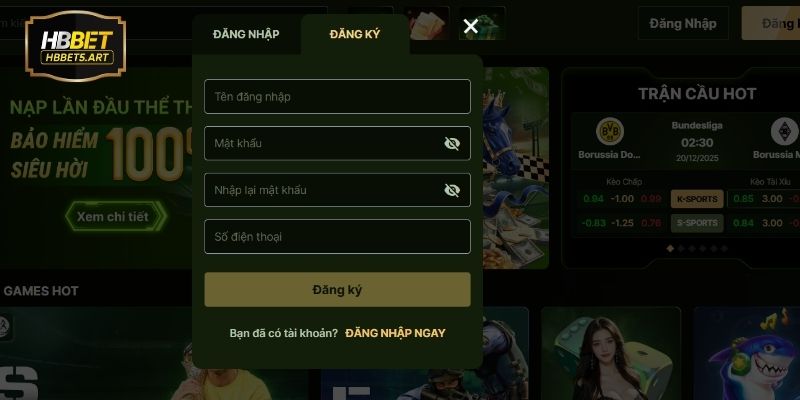 Hướng dẫn đăng ký tài khoản HBBET từng bước