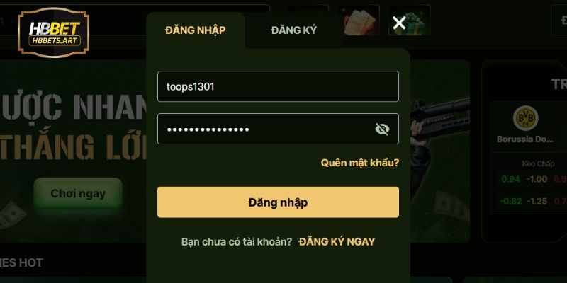 Hướng dẫn đăng nhập tài khoản HBBET